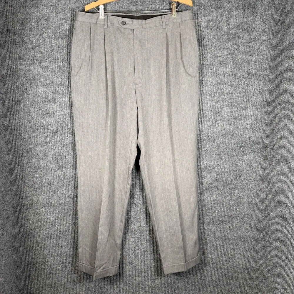 Austin Reed Super 100's Wool Dress Pants Men's 36x30 Gray Pleated Trousers